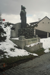 The statue of Hus on the stake, has the word Pravda (=truth) on it, which was near the home of the Reformed pastor of Prague.